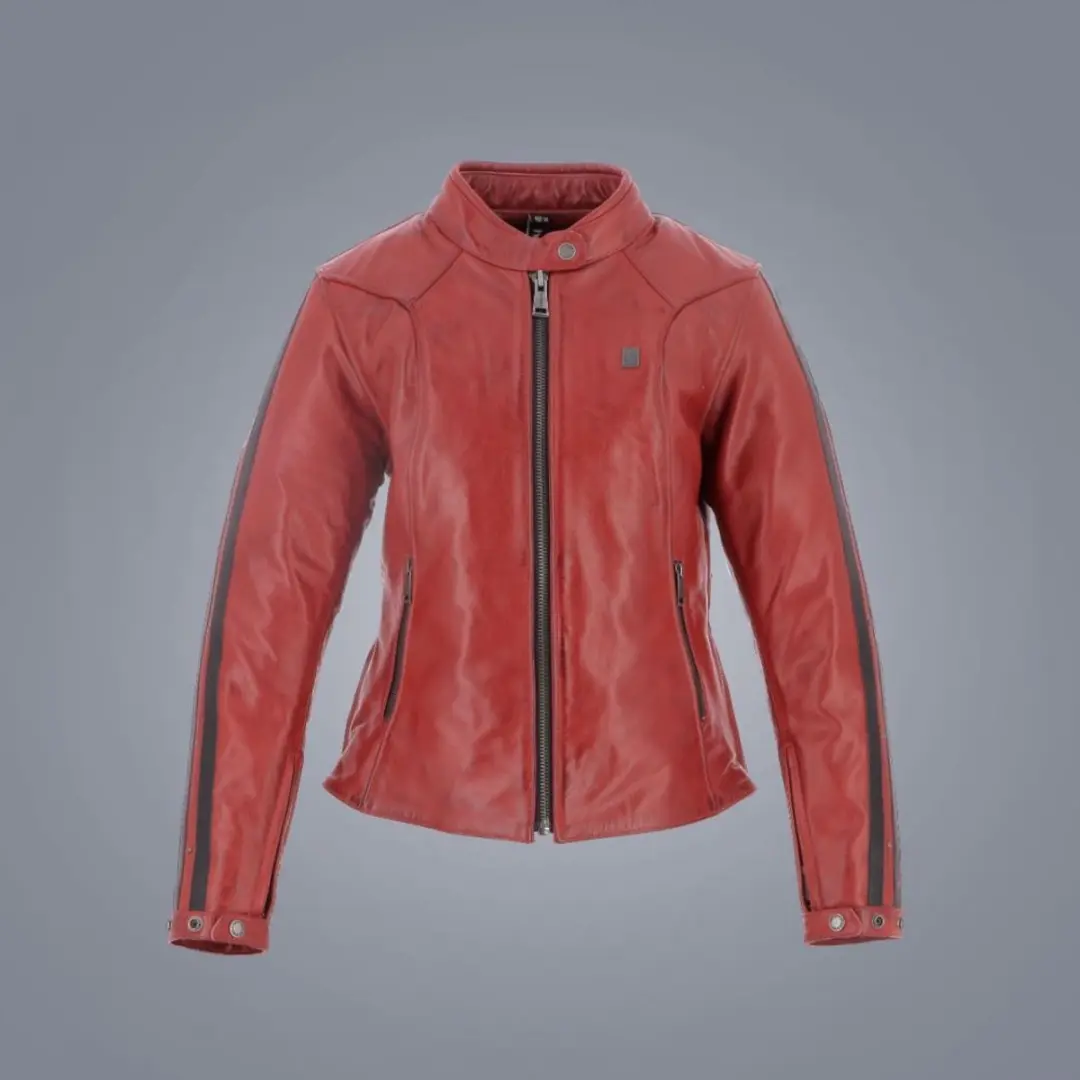 Helstons Victoria Leren Jas Rag Rood Jas