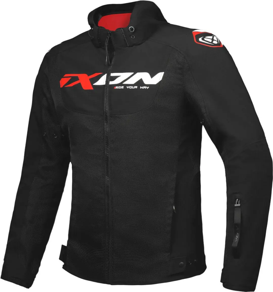 Ixon Fierce Zwart Wit Rood Textiele Motorjas