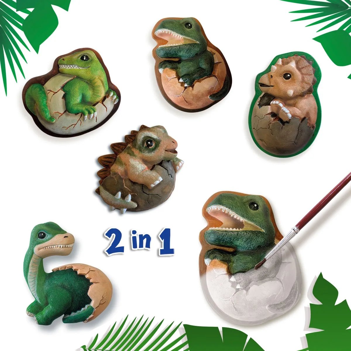 SES Creative Dino’s 2-in-1 Gieten & Schilderen Set - 6 Verfkleuren
