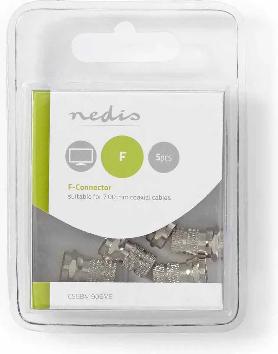 Nedis F-Connector Recht Male Vernikkeld 75 Ohm - 5 Stuks - afbeelding 5 van 6