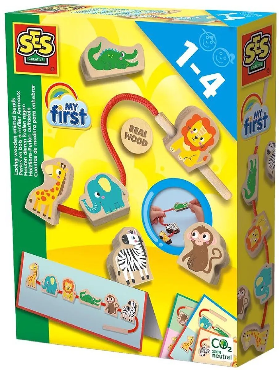 SES Creative My First Houten Kralen Rijgen - Motorisch Speelgoed