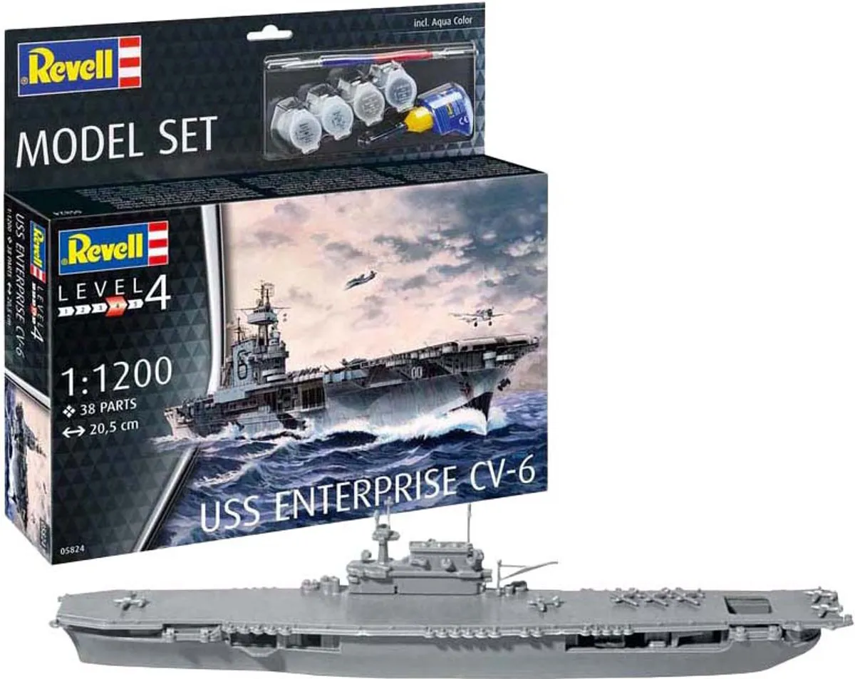 Revell 65824 USS Enterprise CV-6 Modelbouwpakket 1:1200 - 38 Onderdelen