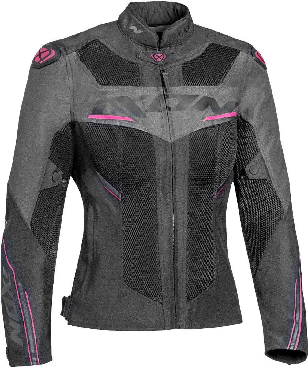 Ixon Draco Lady Zwart Antraciet Fuchsia Textiele Motorjas