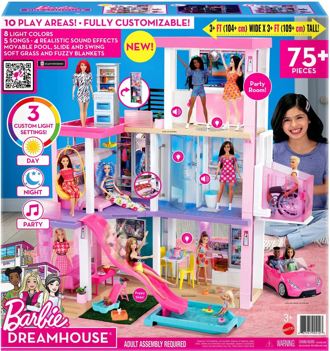 Barbie Droomhuis Poppenhuis 109cm - 3 Verdiepingen - 75 Accessoires