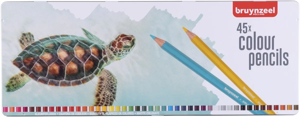 BRUYNZEEL Schildpad Blik 45 Kleurpotloden - 45 Stuks