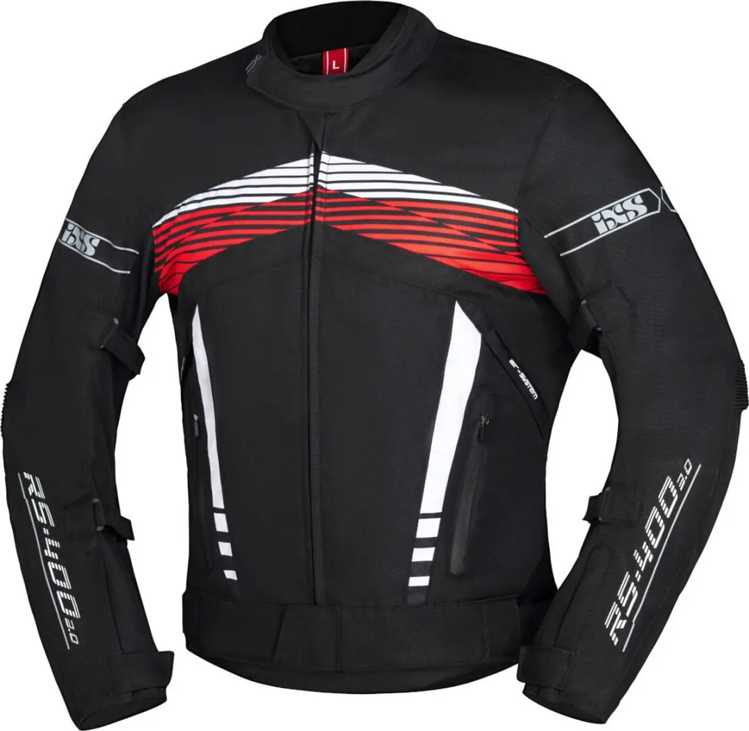 IXS RS-400-ST 3.0 Waterdichte Zwart Wit Rood Textiele Motorjas