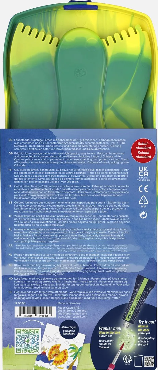 Faber-Castell Connector Dino Waterverfdoos 12 Kleuren