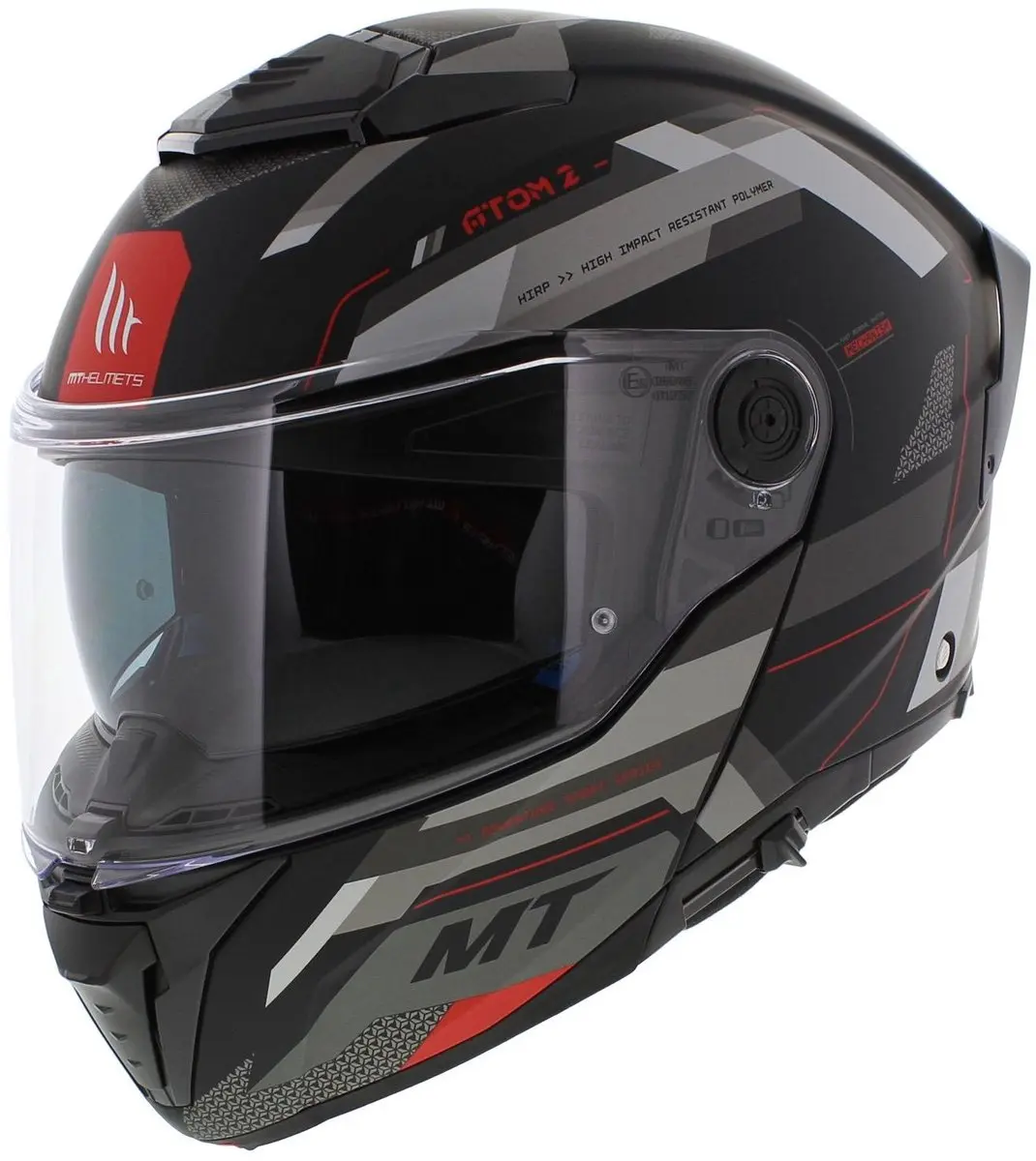 MT Atom 2 SV systeemhelm Bast mat zwart rood XXL