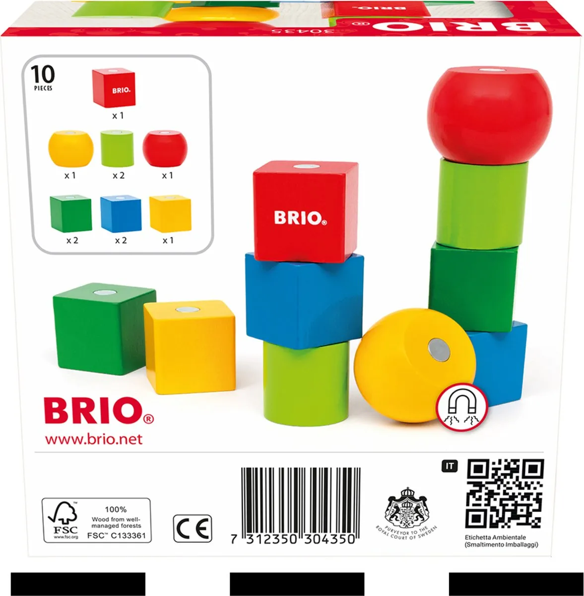 Ravensburger BRIO 30435 Houten Magneten Blokken - Meerkleurig