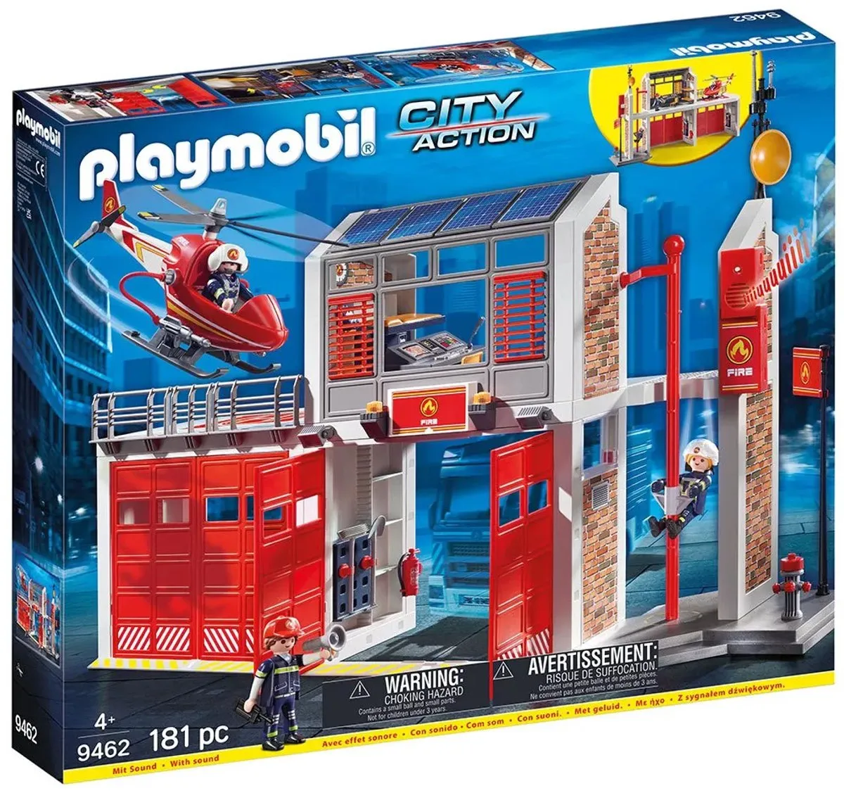 PLAYMOBIL City Action Grote brandweerkazerne met helicopter - 9462