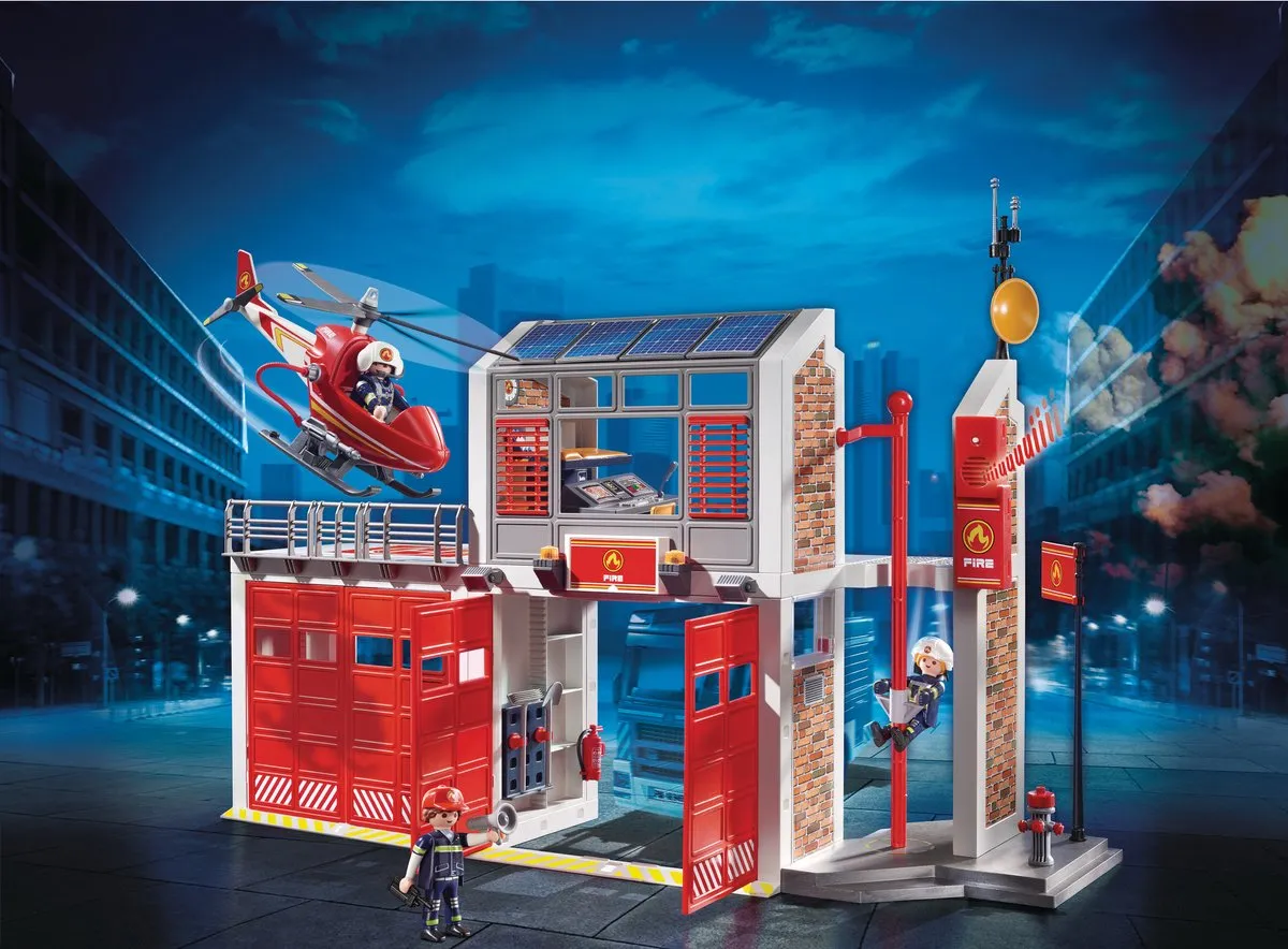 PLAYMOBIL City Action Grote brandweerkazerne met helicopter - 9462
