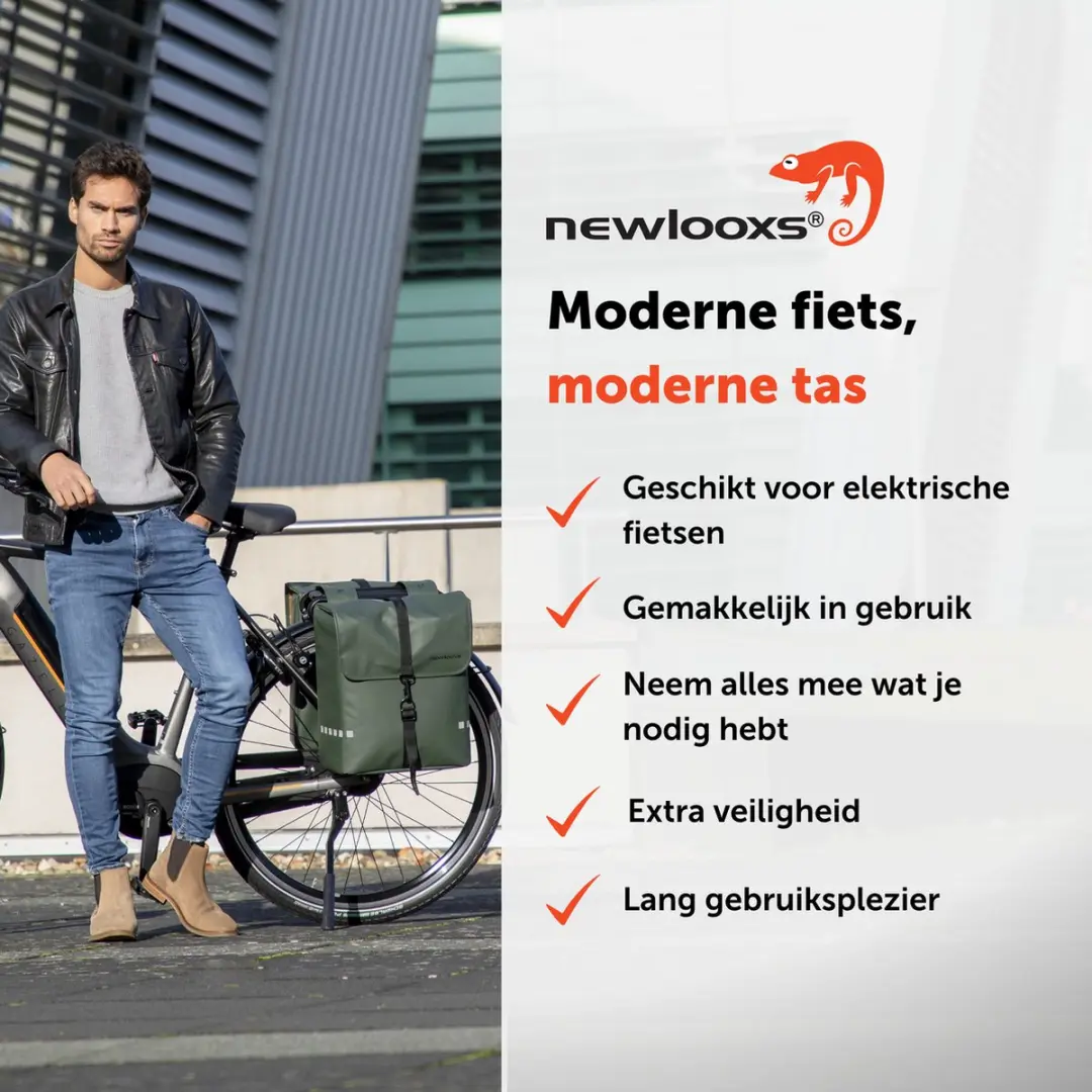 New Looxs Odense Single Fietstas 17,5L - Groen - afbeelding 2 van 6