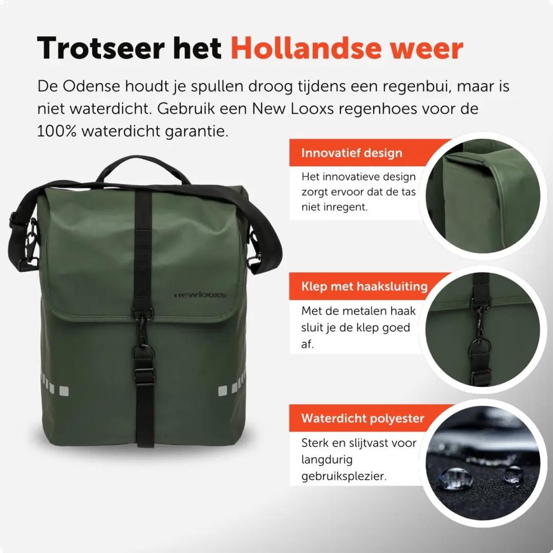 New Looxs Odense Single Fietstas 17,5L - Groen - afbeelding 3 van 6