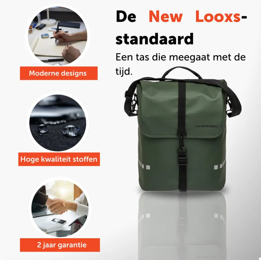 New Looxs Odense Single Fietstas 17,5L - Groen - afbeelding 6 van 6
