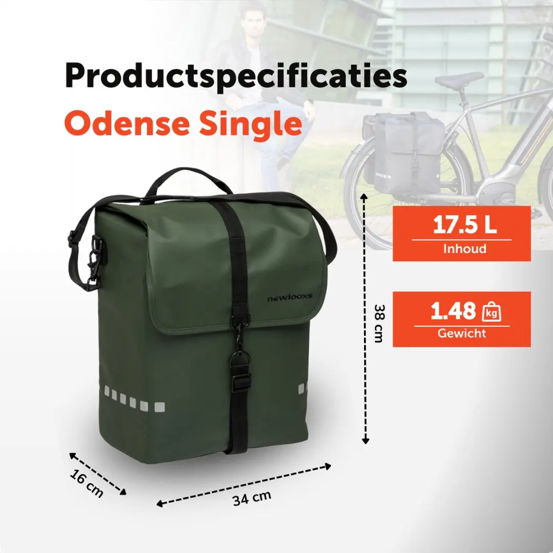 New Looxs Odense Single Fietstas 17,5L - Groen - afbeelding 5 van 6