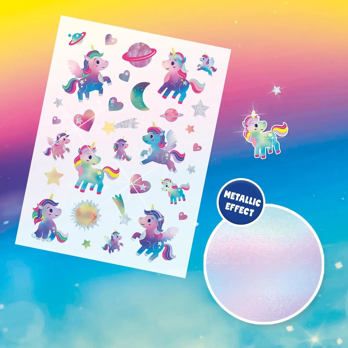 SES Creative Galaxy Tattoos 32 Stuks - Unicorns - Gemakkelijk afwasbaar