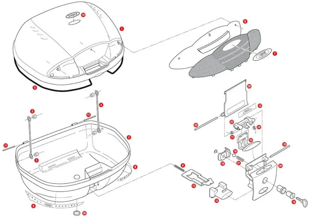 Givi E450 Bovenbehuizing Reflector - Zwart - afbeelding 3 van 4