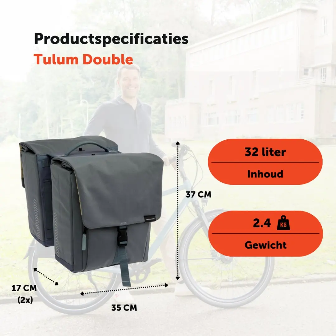 New Looxs Tulum Double Detachable Fietstas 32L - Grijs Groen - afbeelding 2 van 6