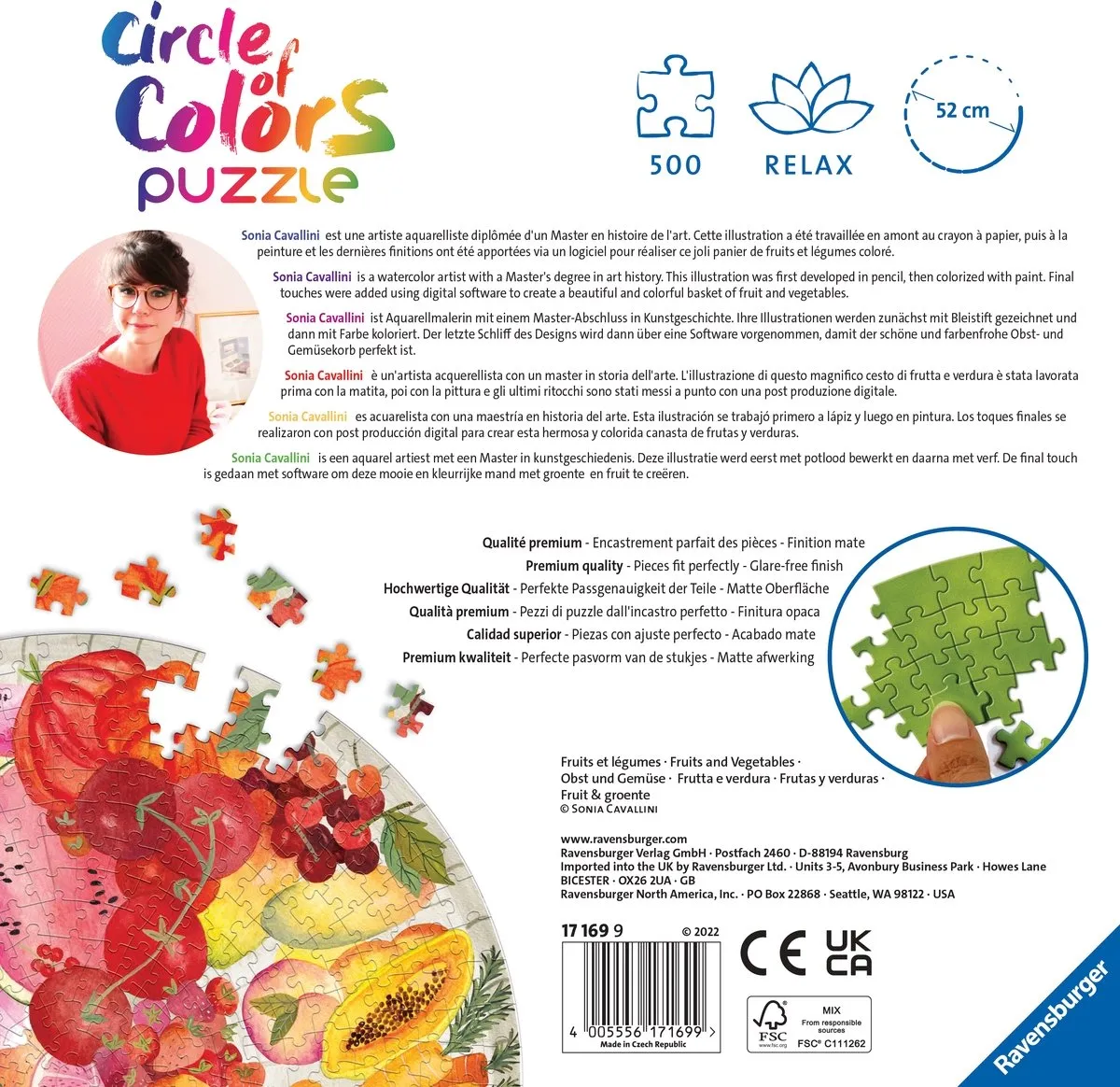 Ravensburger Round Puzzle Circle of Colors 500 Stuks - Multicolor
