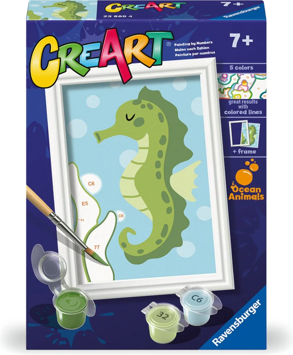 Ravensburger CreArt Trendy Zeepaardje Schilderen op Nummer - Meerkleurig