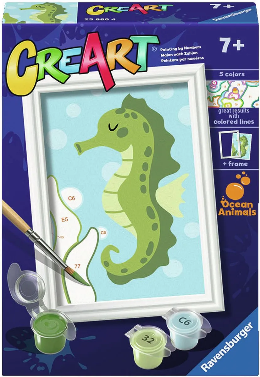 Ravensburger CreArt Trendy Zeepaardje Schilderen op Nummer - Meerkleurig - afbeelding 6 van 6