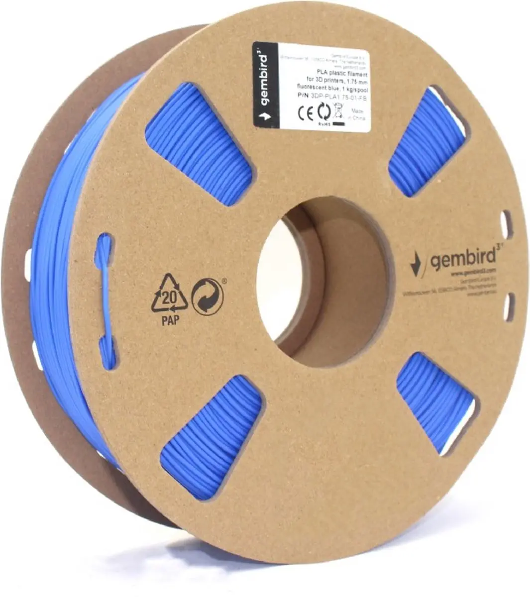 Gembird PLA 1.75mm Fluorblauw 1kg