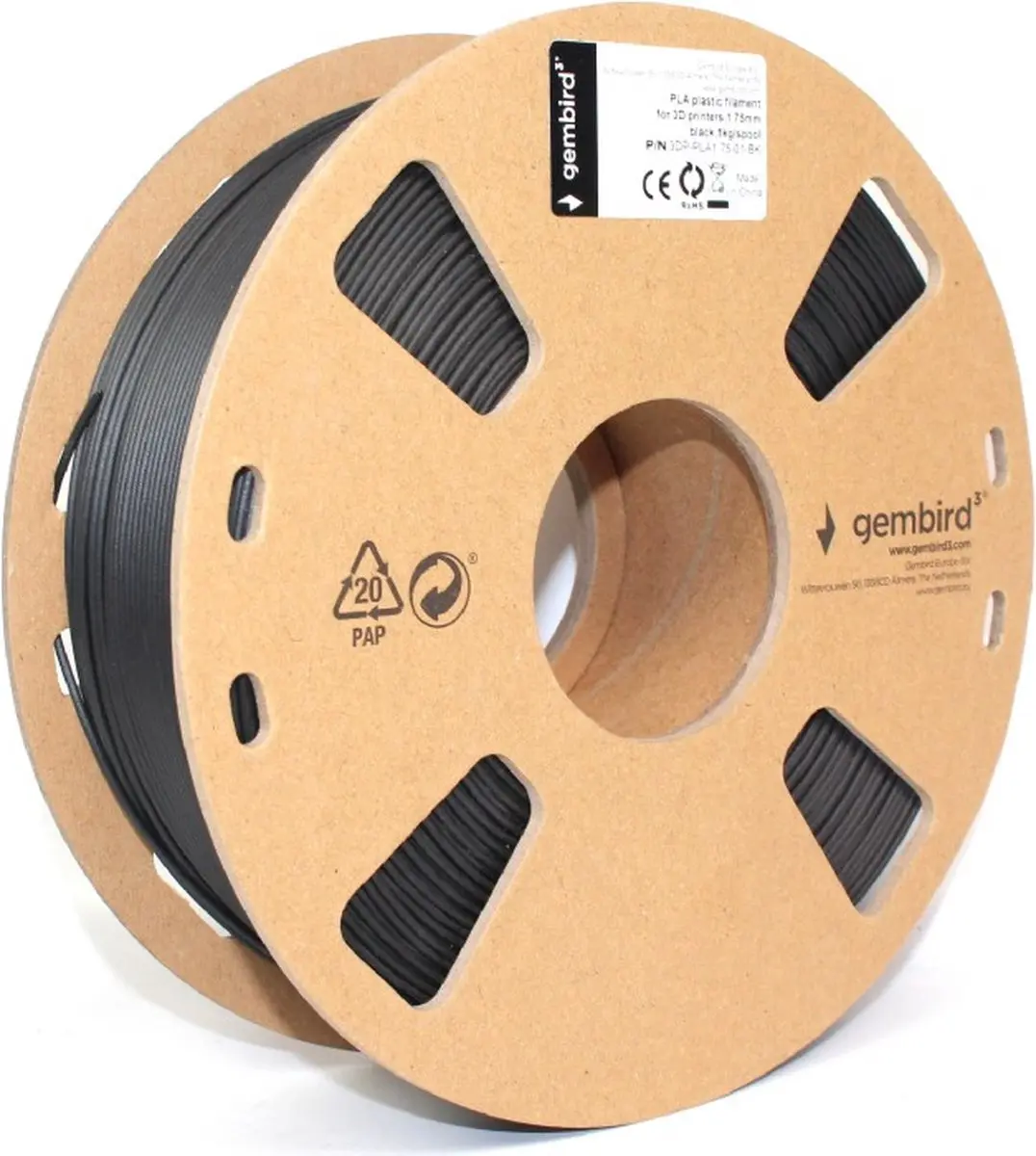 Gembird PLA 1.75mm Zwart 1kg