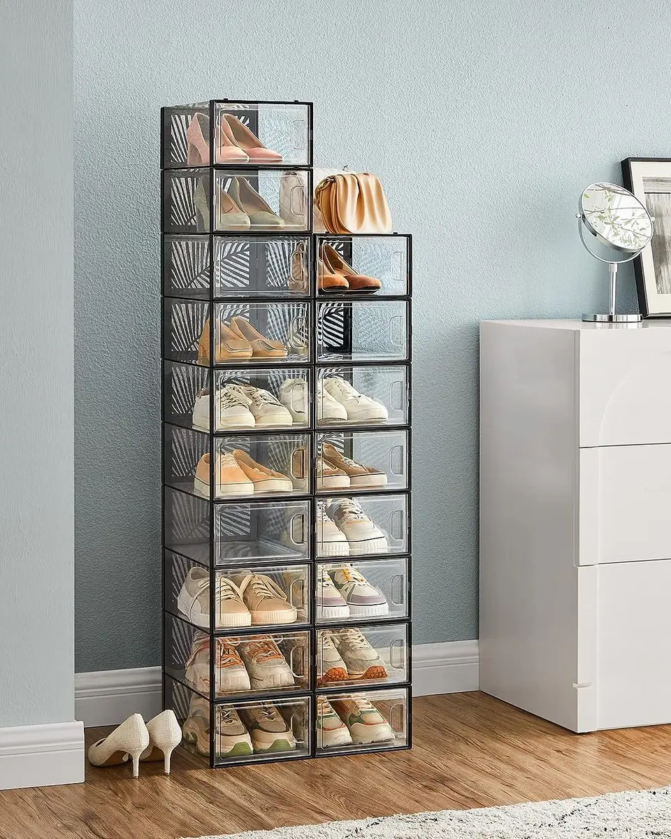 Schoenendozen, set van 18, opbergdoos voor schoenen, schoenenopberger, opvouwbaa