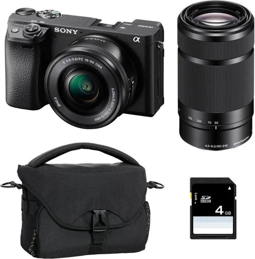 SONY ALPHA 6400 NOIR + 16-50 + 55-210 + FT + SD