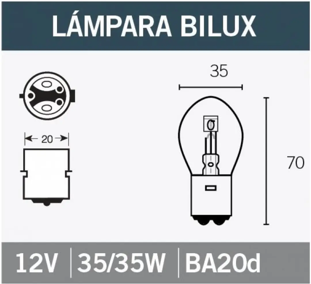 vicma autolamp 12v 35/35w ba20d / per stuk nieuw