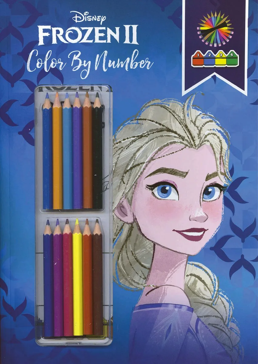 Disney Frozen Kleurboek Elsa en Anna - 32 Pagina's - 12 Kleurpotloden - Blauw
