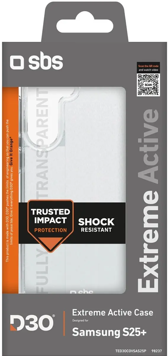 SBS D3O Hoesje Samsung Galaxy S25+ - Transparent