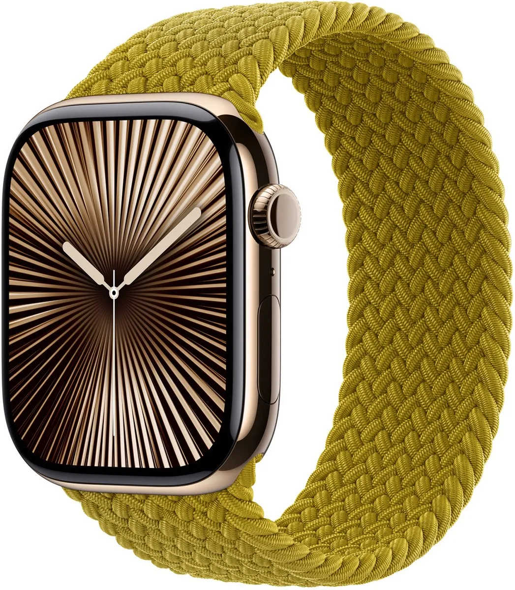 Apple Gevlochten solobandje voor de Apple Watch | 38/40/41/42 mm - Maat 4 - Chartreuse