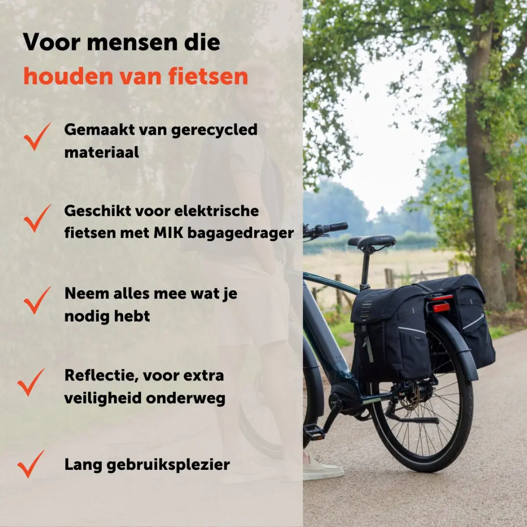 New Looxs Vigo Double MIK 2.0 Dubbele Fietstas 40L - Zwart/ Groen - afbeelding 6 van 6
