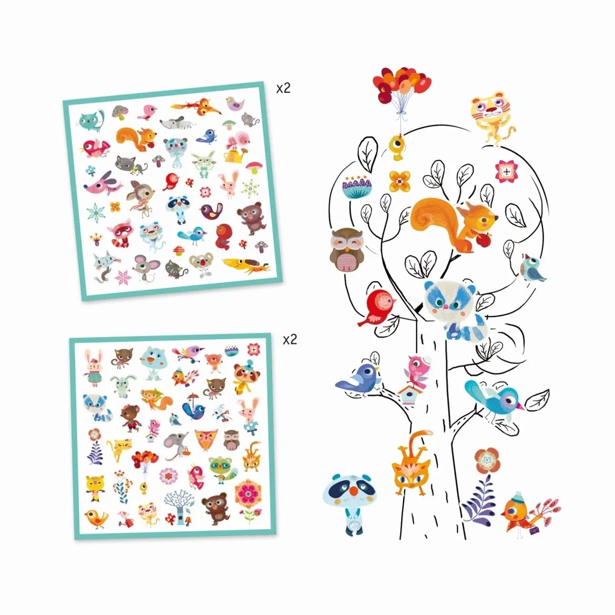 Djeco Small Friends Stickers - 160 Stuks - Multicolor