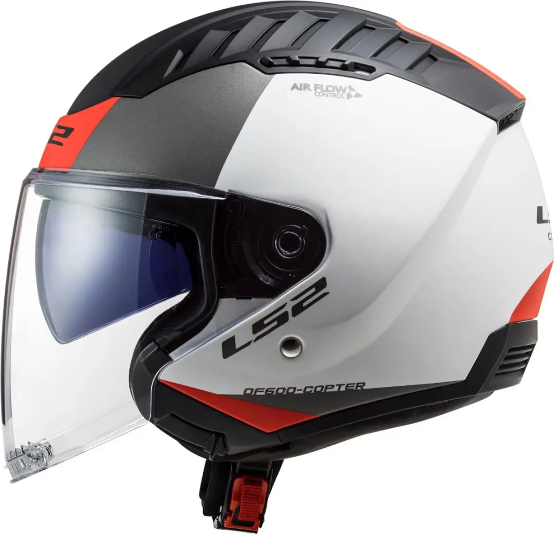 LS2 OF600 Copter II Jethelm - Maat M - Wit/Rood