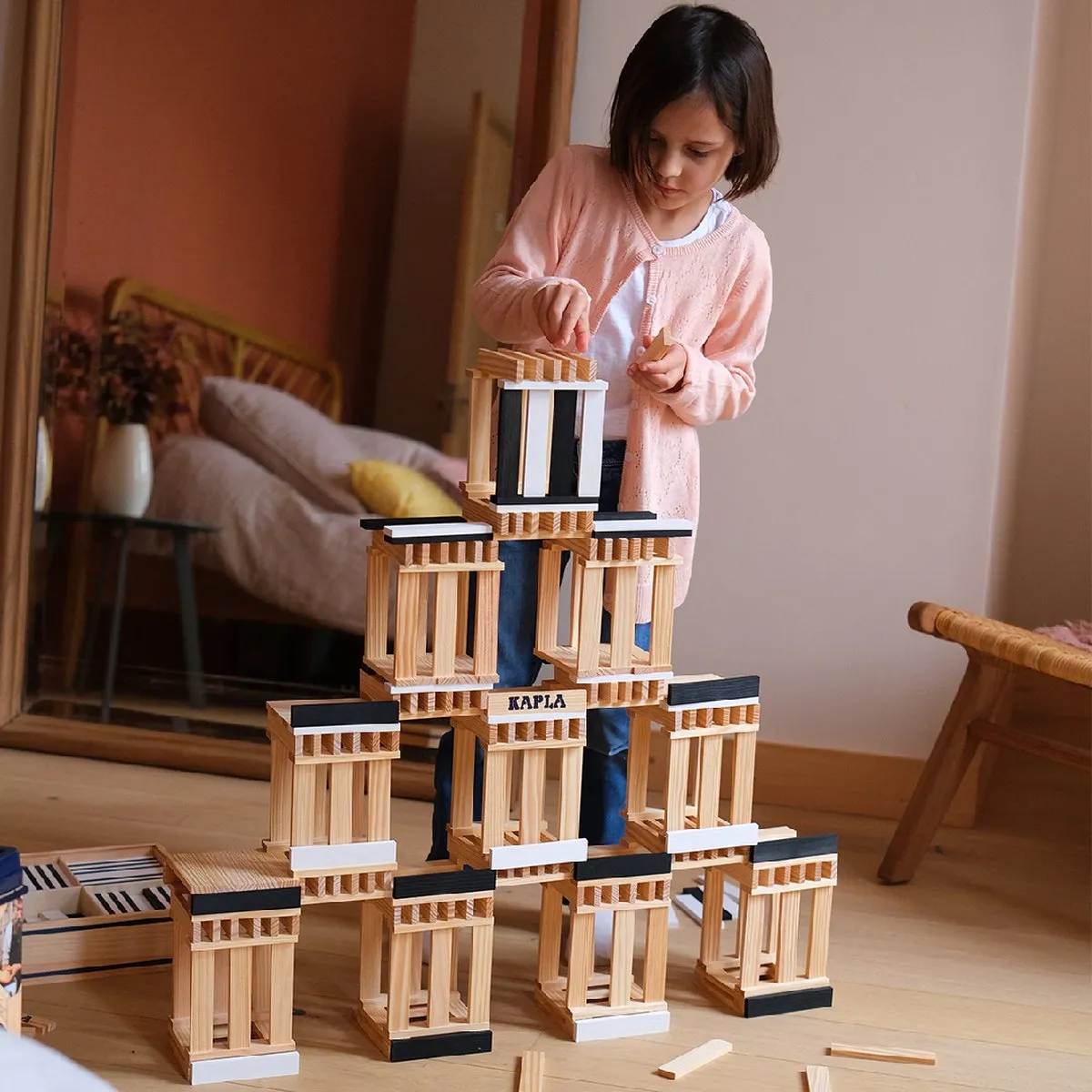 KAPLA - KAPLA Kleur - Constructiespeelgoed - Zwart wit - 100 Plankjes