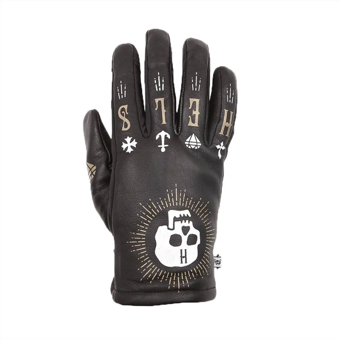 Helstons Grafic Zomer Leren Zwart Skull Handschoenen