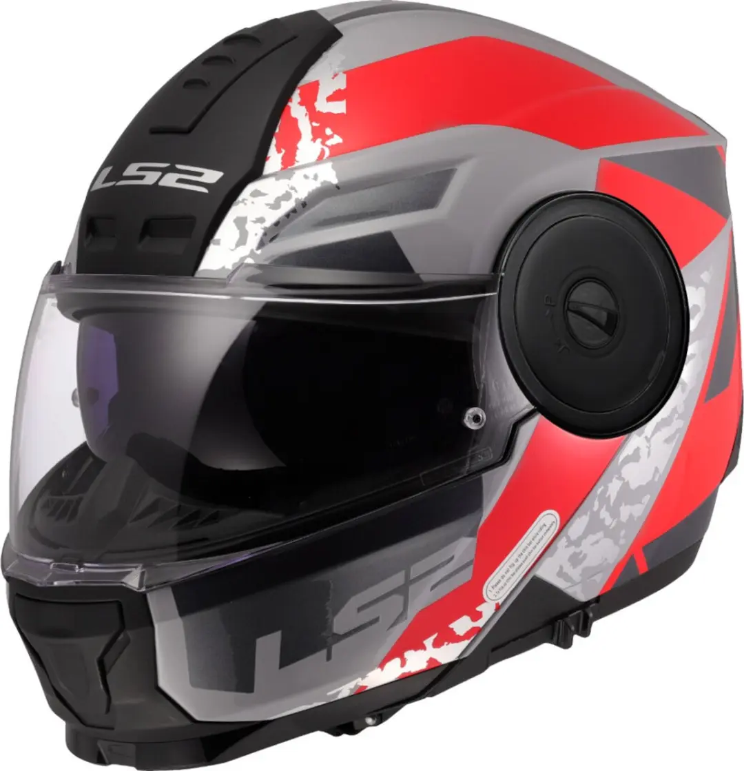 LS2 FF902 Scope II Oxyd Grijs Rood 06 Systeemhelm