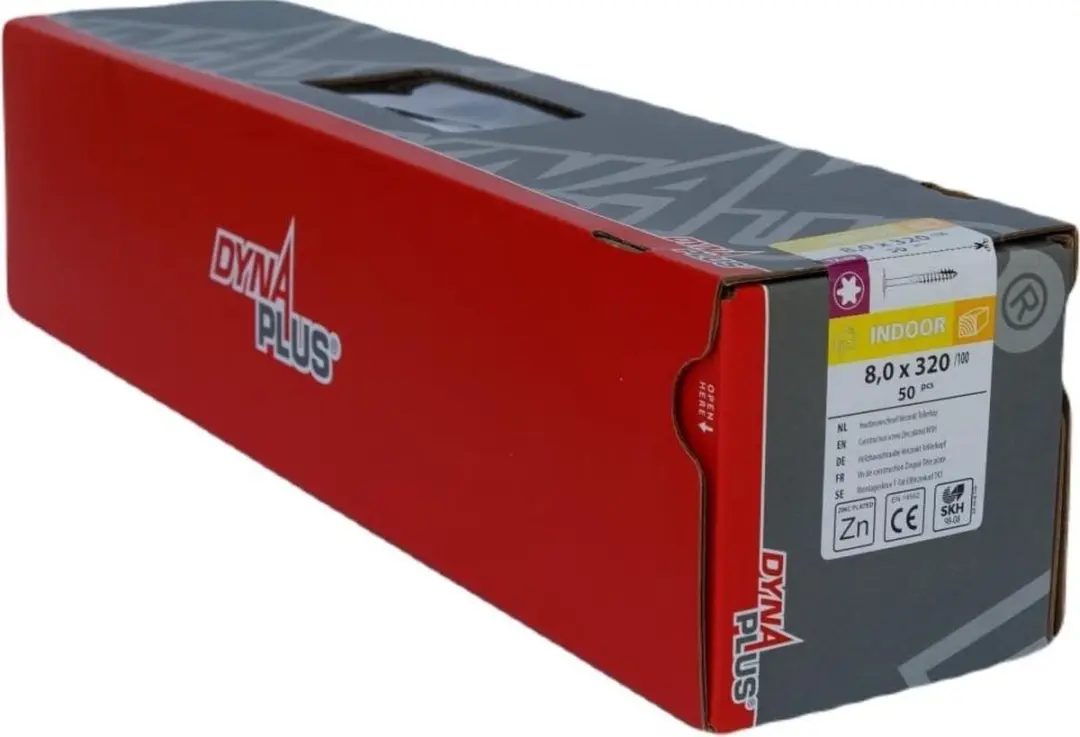 Dynaplus Torx 40 Tellerkop Schroeven 8x320mm - Verzinkt - 50 Stuks - afbeelding 6 van 6