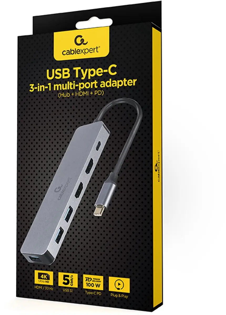 Cablexpert USB-C 3-in-1 Multi Adapter A-CM-COMBO3-03 - afbeelding 2 van 5
