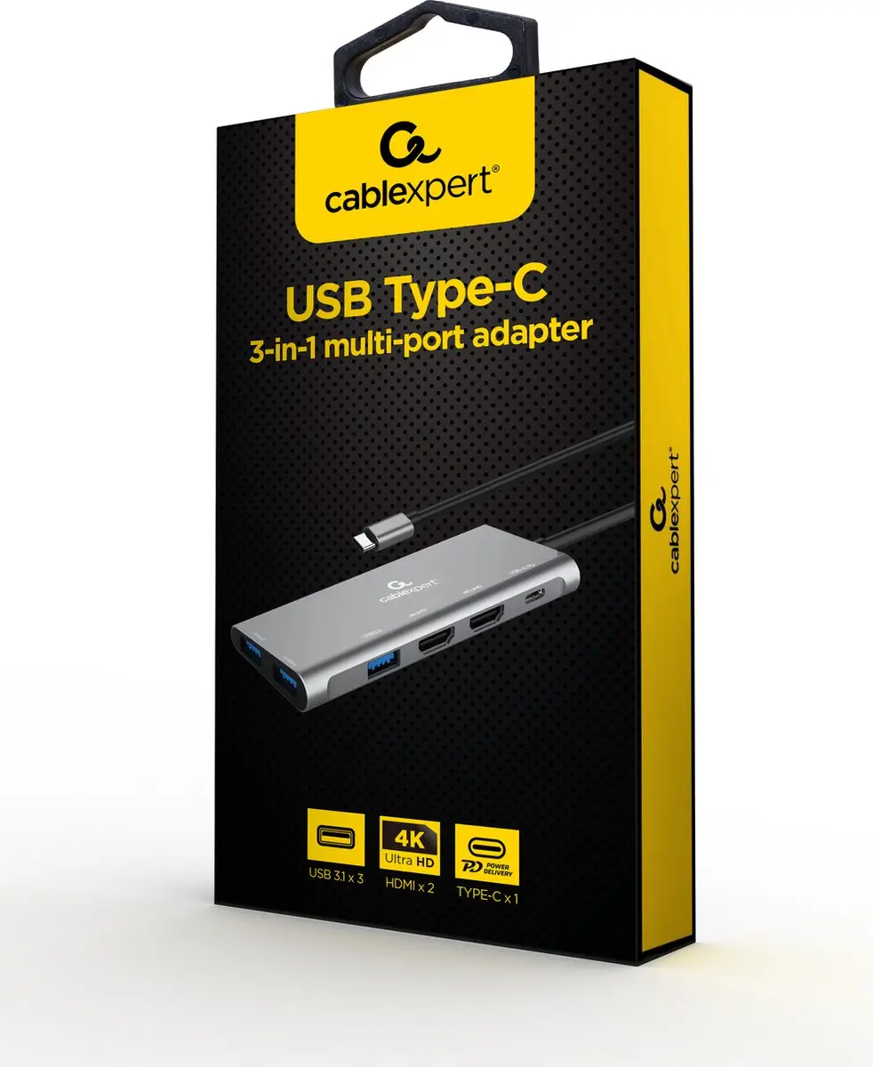 Cablexpert USB-C 3-in-1 Multi Adapter A-CM-COMBO3-03 - afbeelding 4 van 5