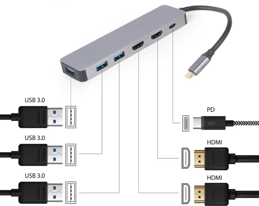Cablexpert USB-C 3-in-1 Multi Adapter A-CM-COMBO3-03 - afbeelding 5 van 5