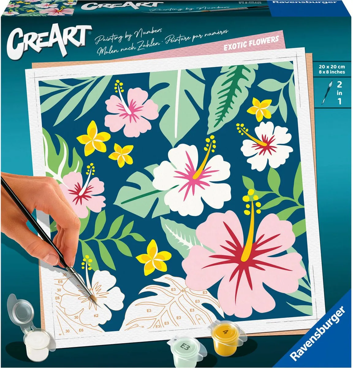 Ravensburger CreArt Exotic Flowers Schilderen op nummer - 15 Kleuren - Multicolor