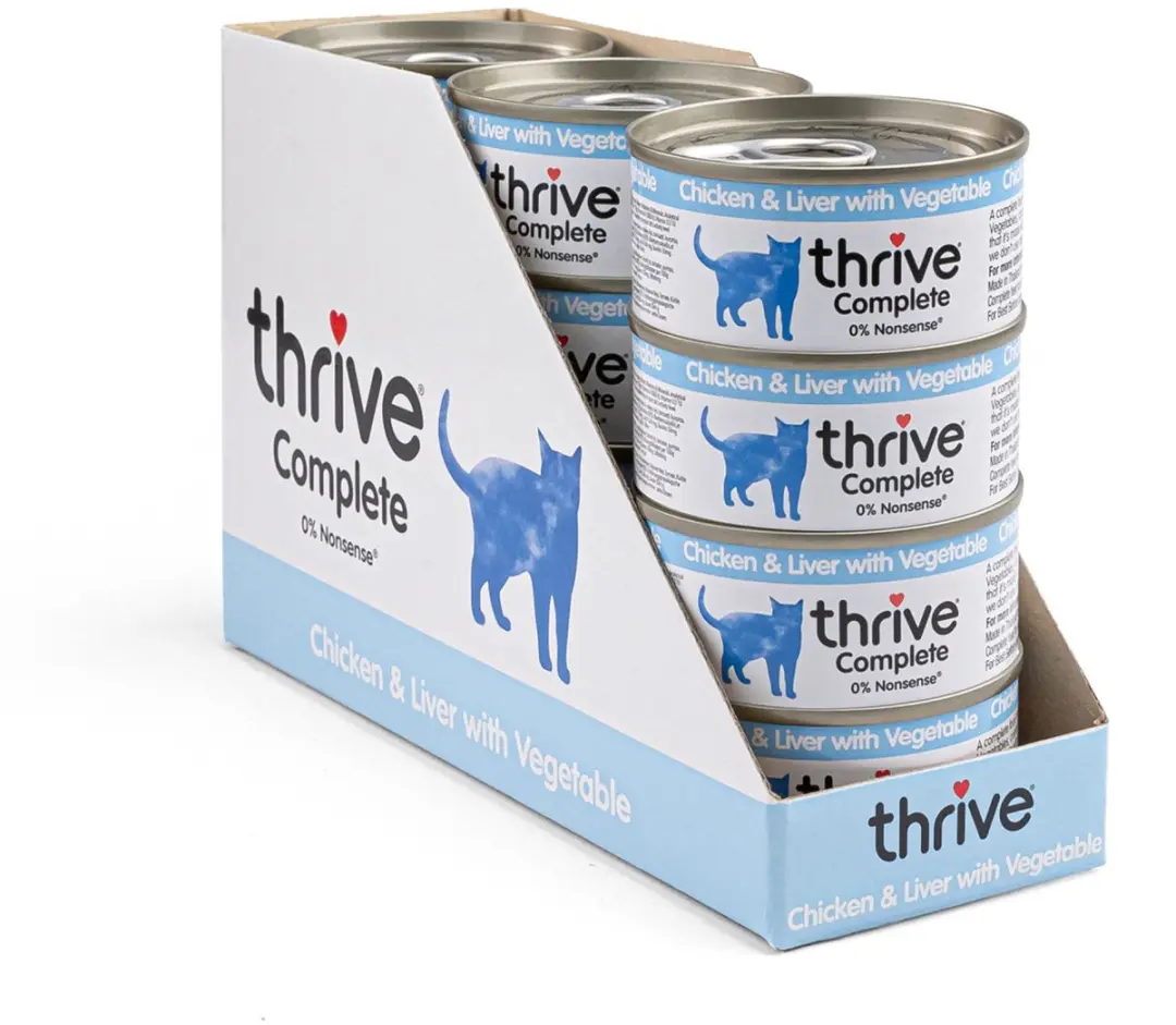 Thrive natvoeding voor de kat Kip met lever en groente 75 gr.