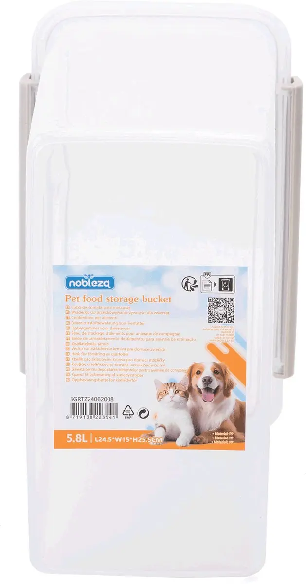 Nobleza Voercontainer 5,8L - Luchtdicht - Transparant