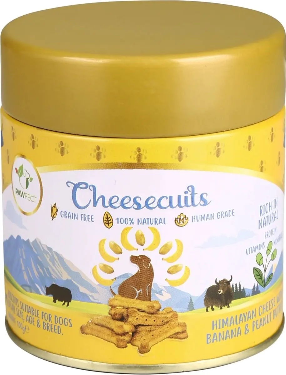 Pawfect Kaas Biscuits met Banaan en pindakaas 100 gr.