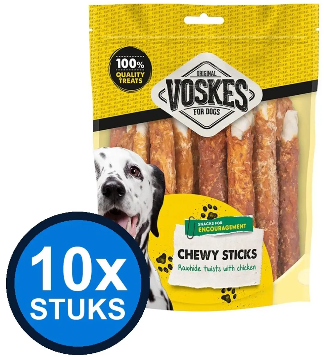 10x Voskes Runderhuid Sticks met Kip