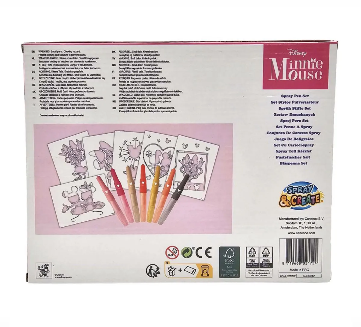 Disney Minnie Mouse Spraypennen Set - 7 Stuks