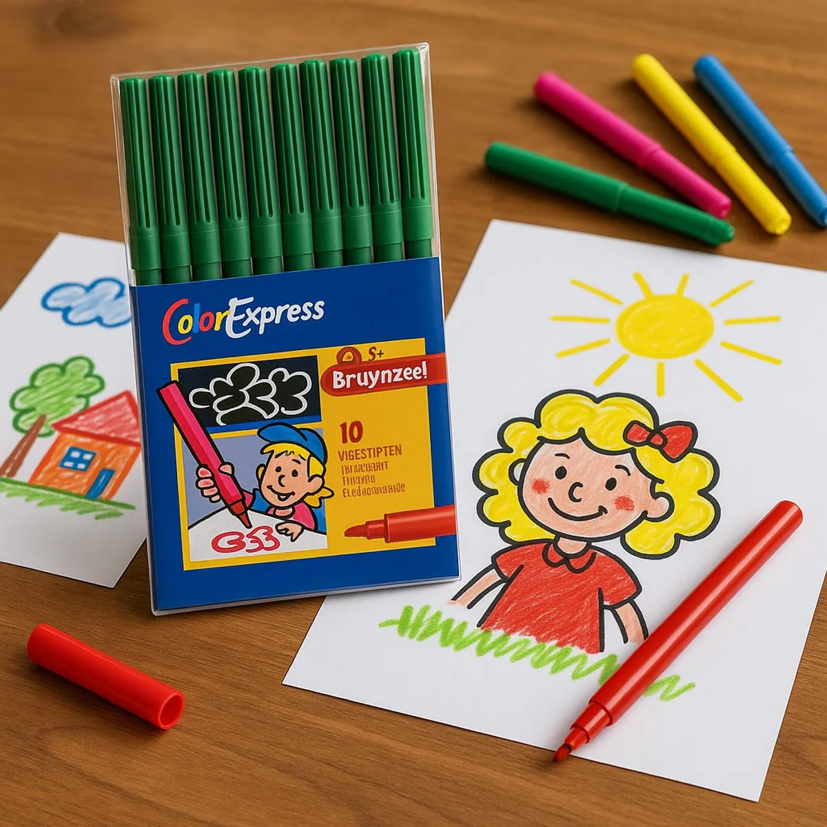 BRUYNZEEL Dikke Viltstiften Groen - Set van 10